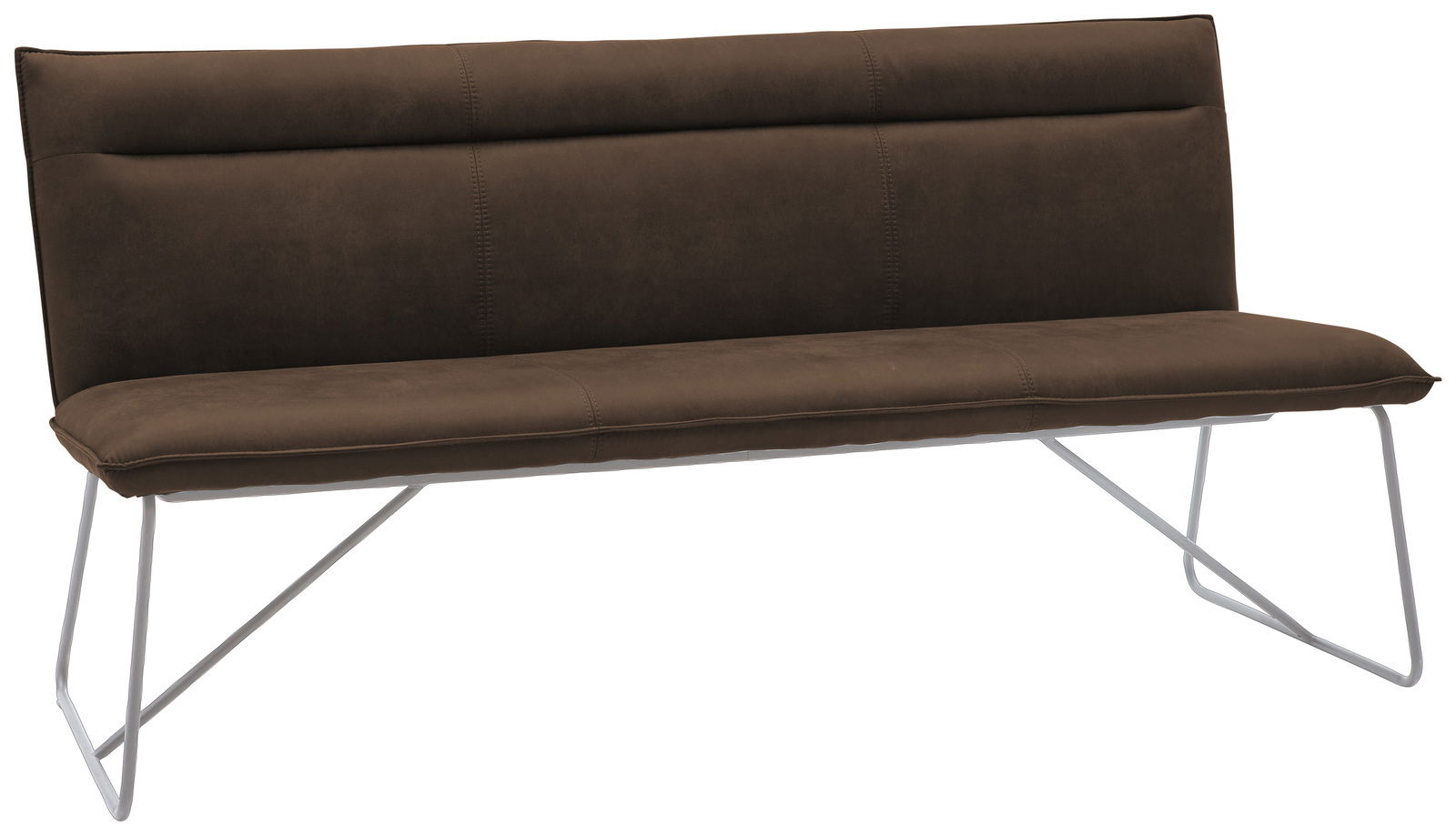 Valnatura Bank SCALA Braune Bank mit modernem Design und Metallbeinen, seitliche Perspektive