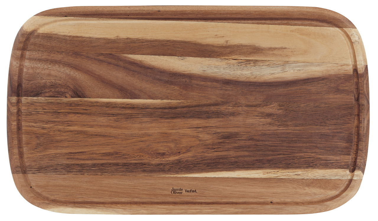 Großes rechteckiges Schneidebrett aus Holz mit natürlicher Maserung, Vogelperspektive