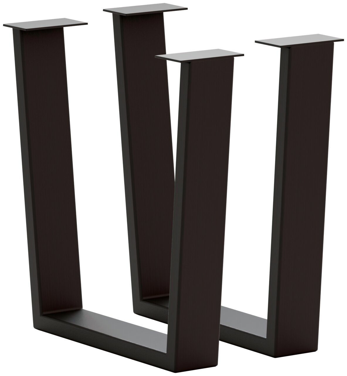 Modernes Tischgestell in U-Form aus dunklem Metall, seitliche Perspektive