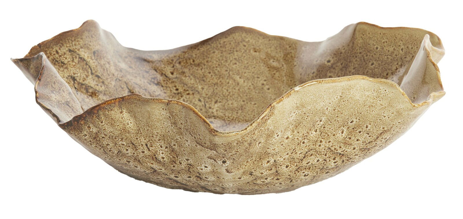 Light&Living Schale BANDA Ø31cm Schale aus Keramik mit unregelmäßiger, wellenförmiger Kante in einer seitlichen Perspektive.