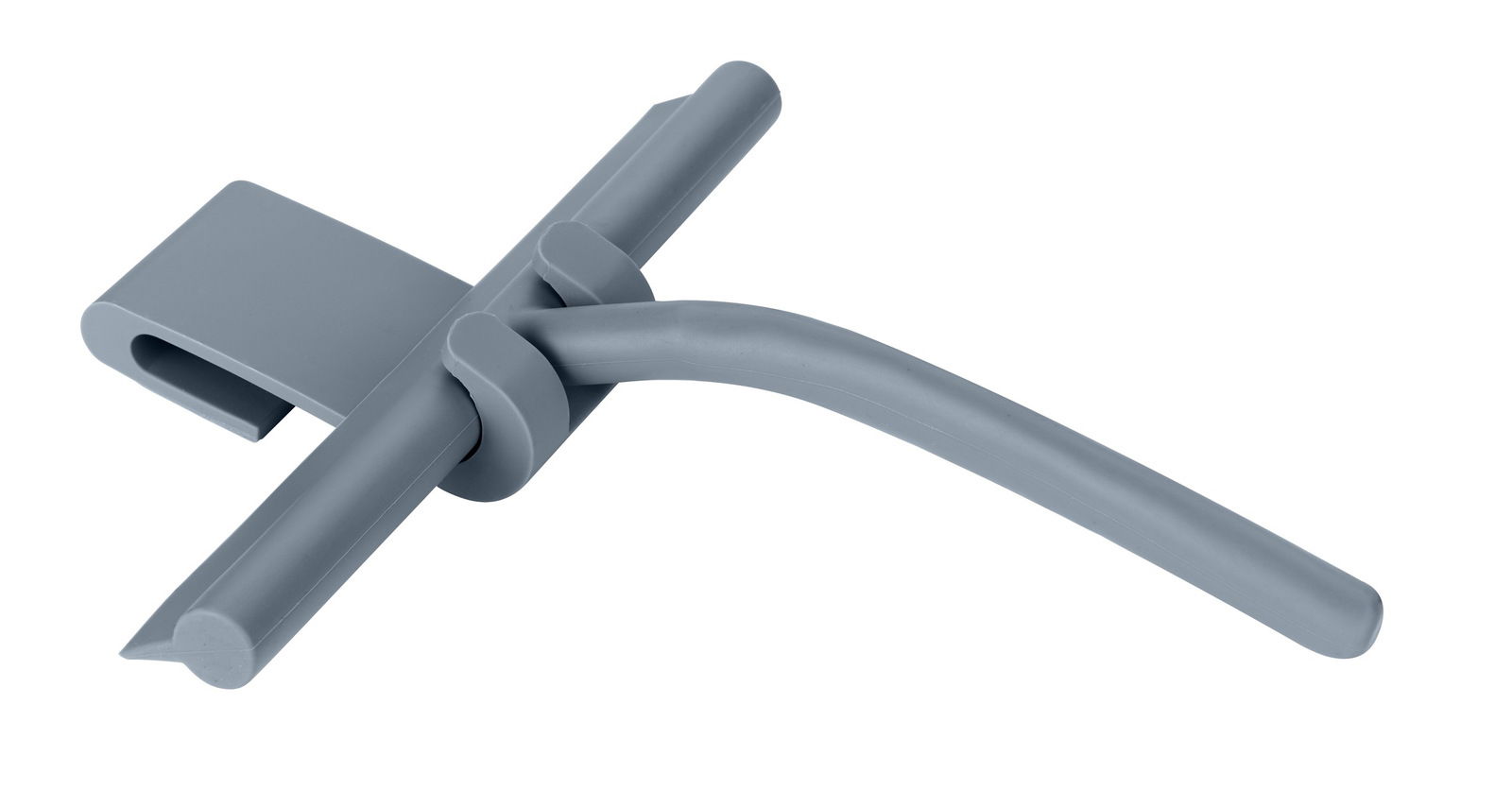 Grauer Badezimmerwischer aus Silikon in seitlicher Perspektive