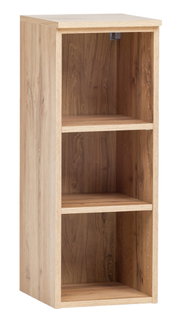 Holz-Unterschrank-Regal mit drei offenen Fächern, seitliche Perspektive