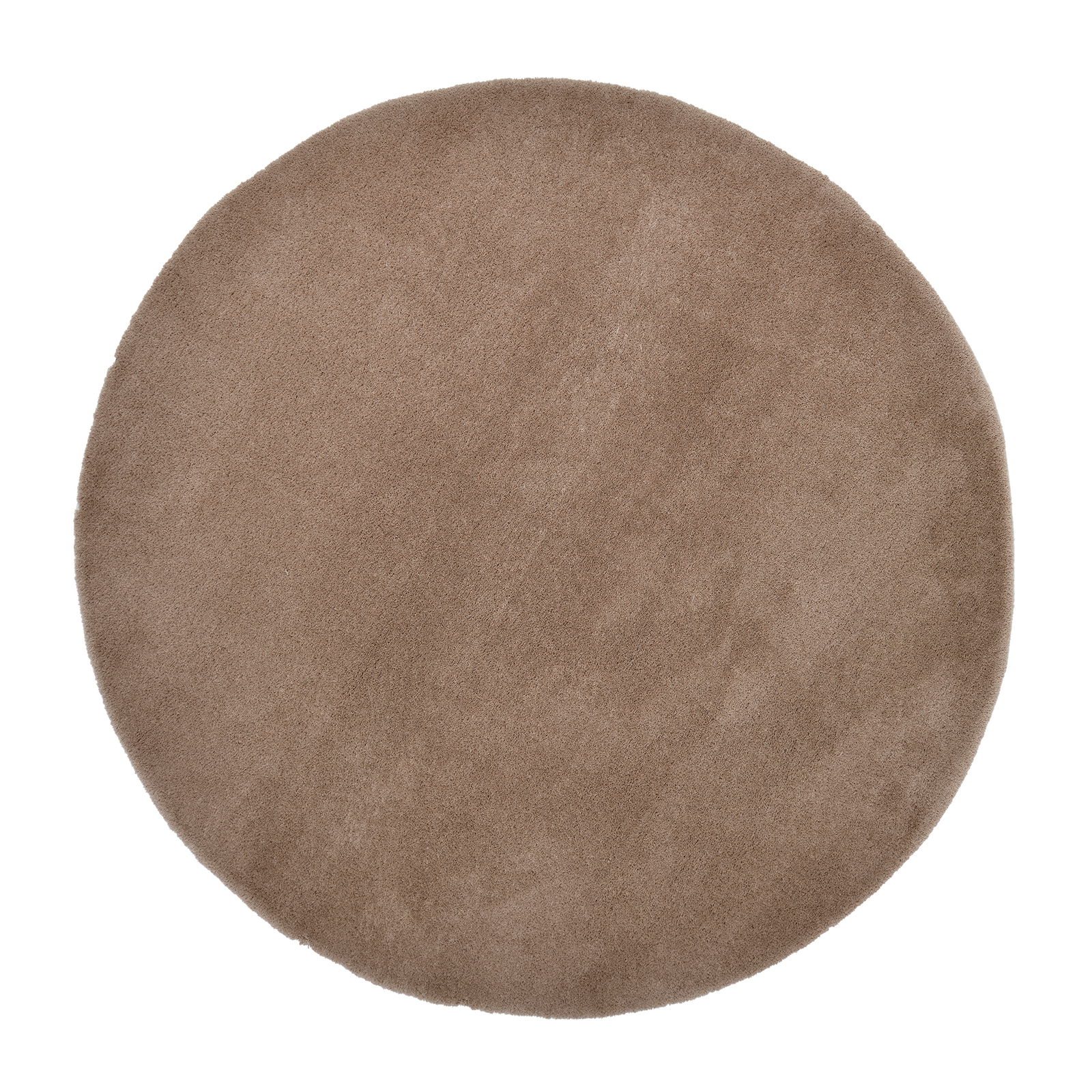 Runder, weicher Teppich in Beige, Draufsicht