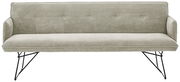Zweisitzer-Sofa mit hellgrauem Cordbezug und schwarzen Metallbeinen, Frontalansicht