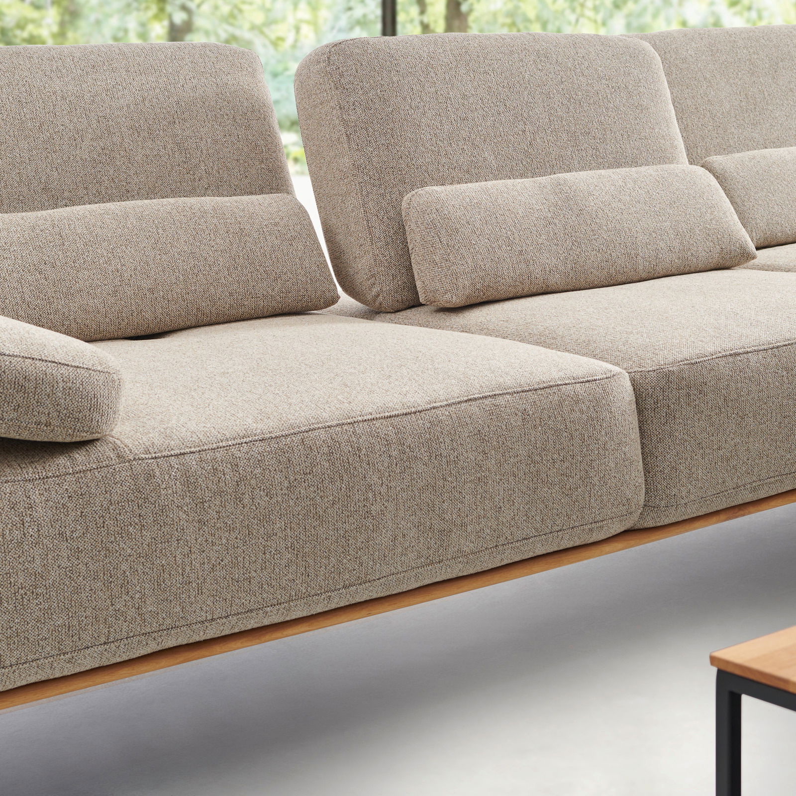 Beige Longchairkombination von Valnatura ohne Armteil-Verstellung, seitliche Perspektive