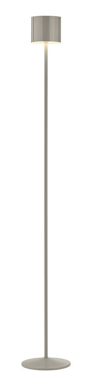 Moderne Akku-Stehleuchte in Grau, seitliche Perspektive