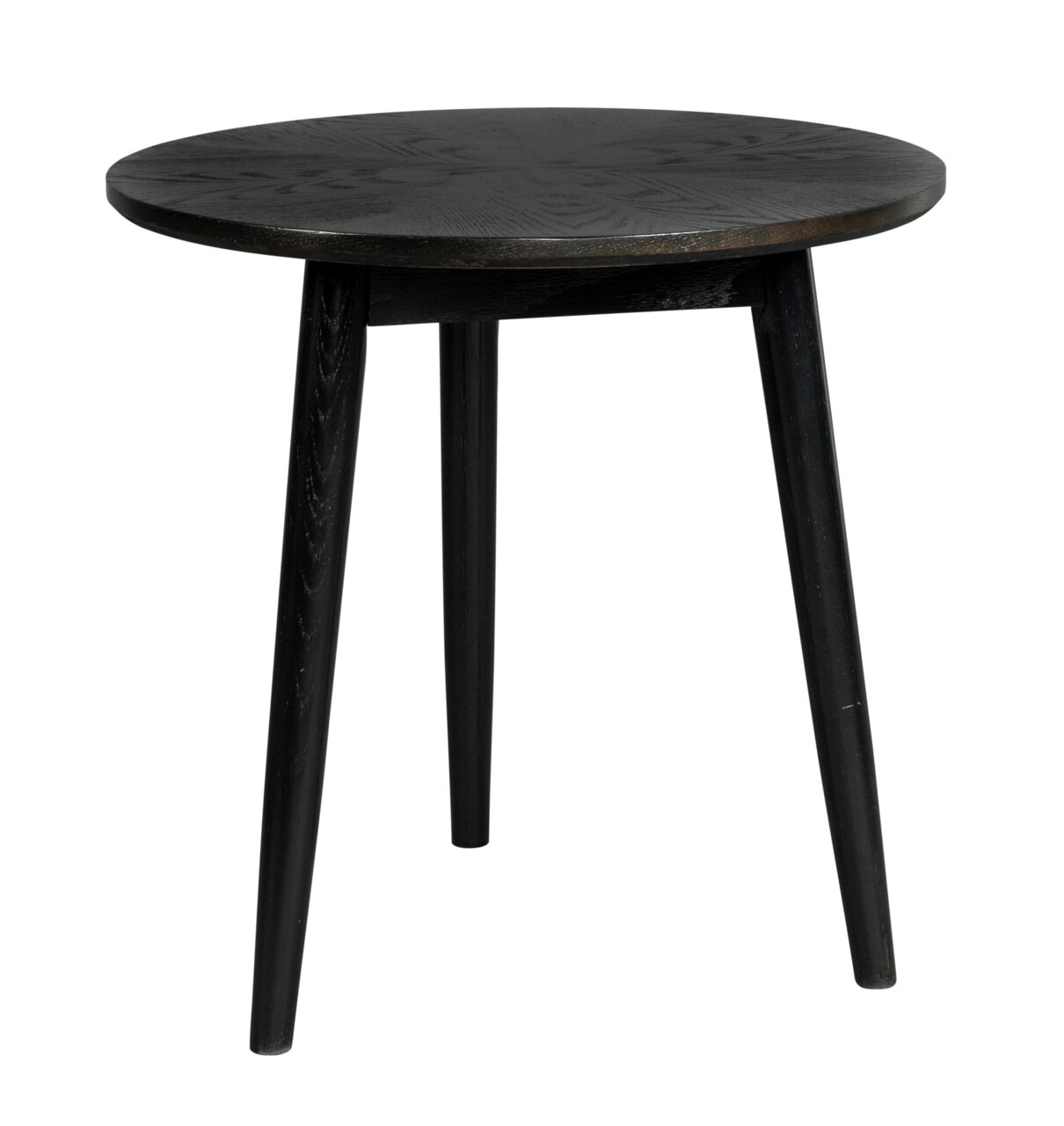 Z2 Couchtisch FABIO Runder schwarzer Couchtisch mit drei Beinen, seitliche Perspektive