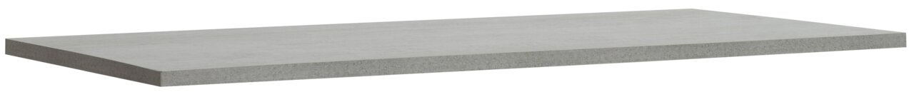 Graue Tischplatte aus Betonoptik, perspektivisch von der Seite gezeigt