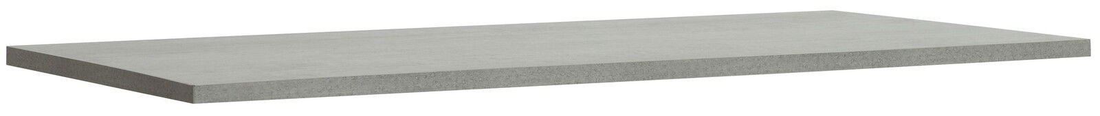 Graue Tischplatte aus Betonoptik, perspektivisch von der Seite gezeigt