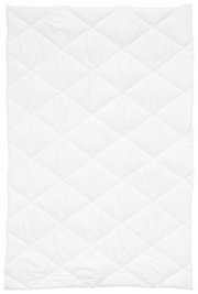 Luftaufnahme einer weißen, gesteppten Sommerbettdecke in der Größe 135x200 cm.