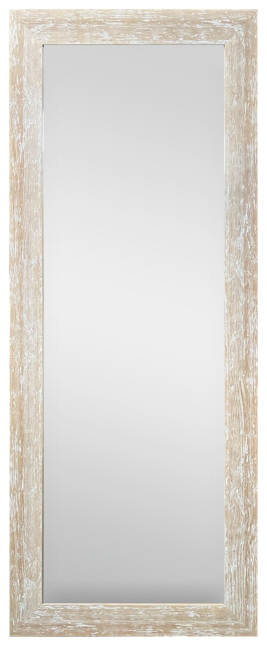 Rechteckiger Spiegel mit rustikalem Holzrahmen, frontal betrachtet