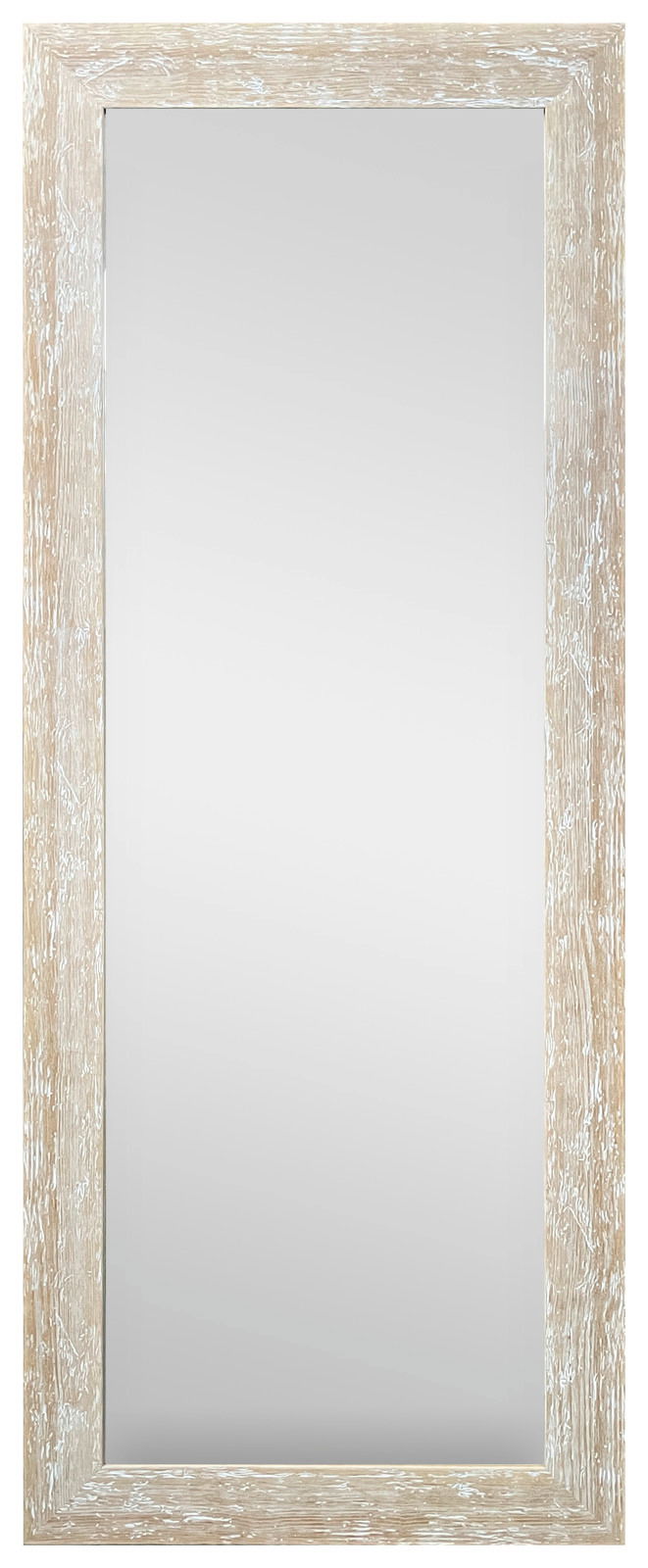 Rechteckiger Spiegel mit rustikalem Holzrahmen, frontal betrachtet