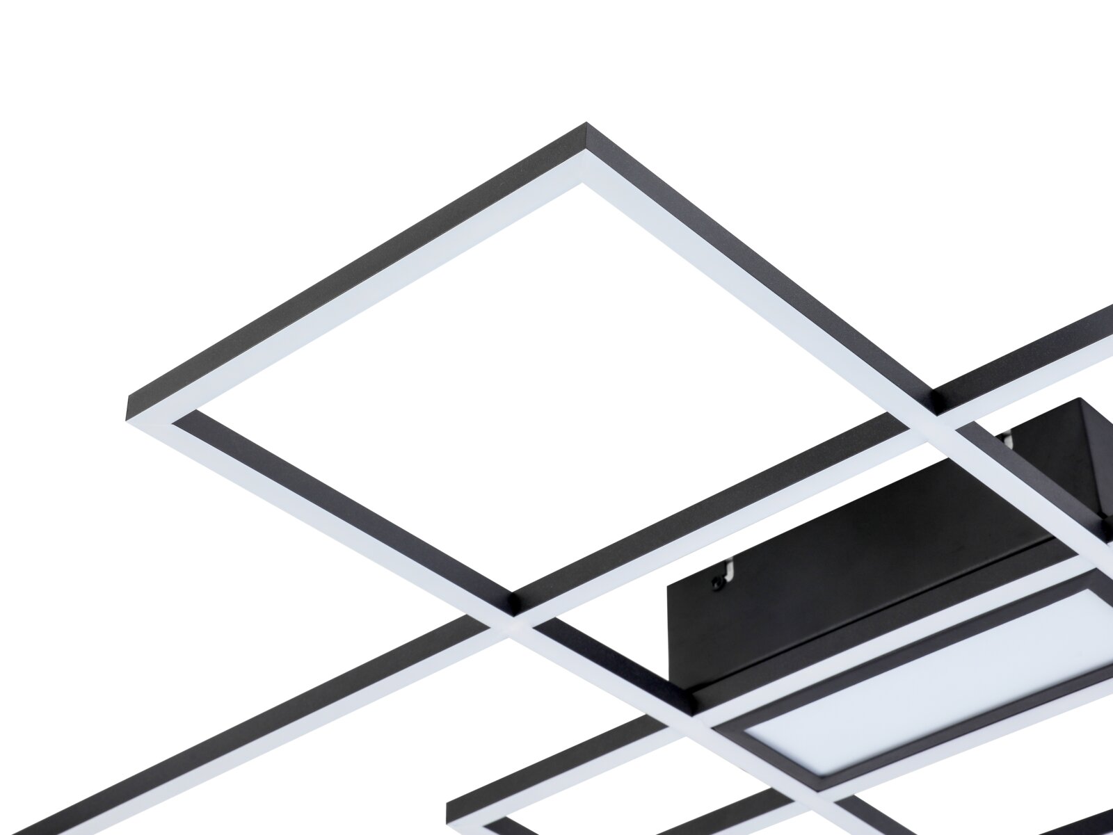 Moderne led-plafondlamp met een geometrisch ontwerp, zijaanzicht
