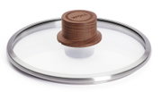 Glasdeckel 18cm mit Holzgriff, seitliche Perspektive