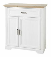 Weißer Schuhschrank mit Holzplatte, einer Schublade und zwei Türen, Frontalansicht