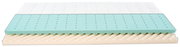 Querschnitt einer Jugendmatratze 140x200 mit mehreren Schichten aus Schaumstoff, seitliche Perspektive