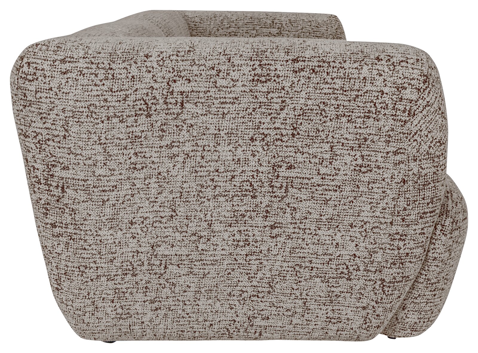 Seitenansicht eines Megasofas mit hellbraunem Stoffbezug.