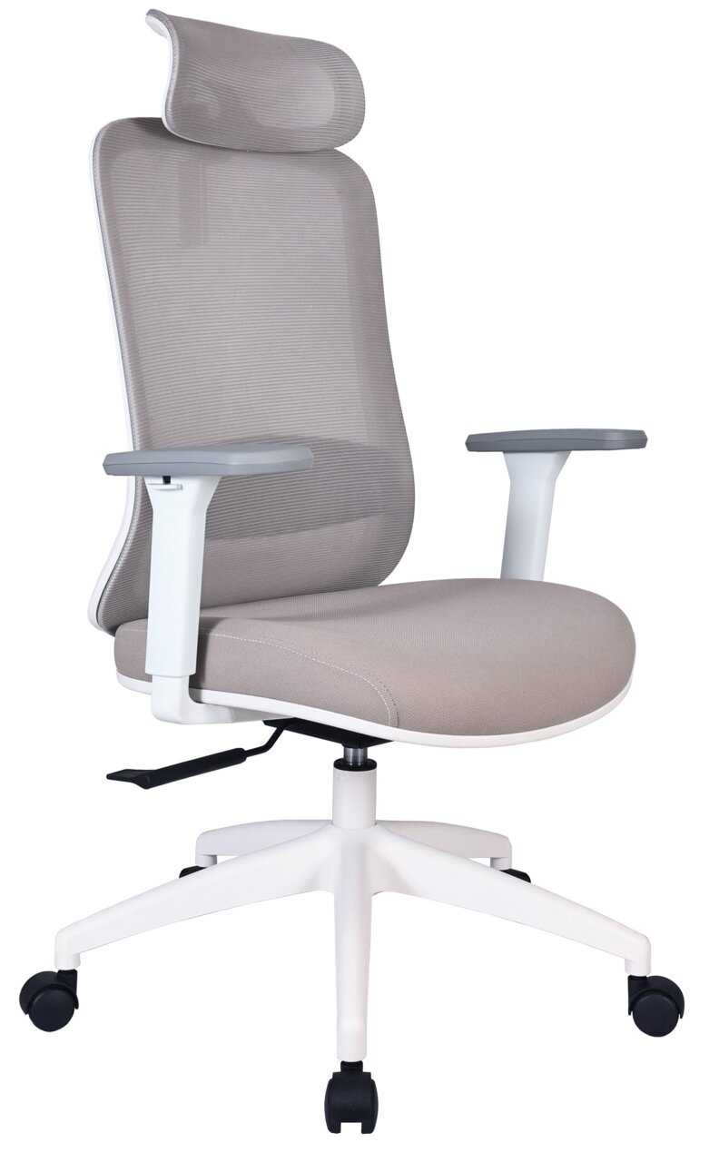 Novel Drehstuhl JEREMY Moderner Drehstuhl mit ergonomischem Design, Netzrückenlehne und verstellbaren Armlehnen, seitliche Perspektive