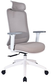 Moderner Drehstuhl mit ergonomischem Design, Netzrückenlehne und verstellbaren Armlehnen, seitliche Perspektive