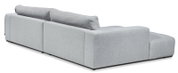 Achterkant van een grijze longchair-set met twee rugkussens.