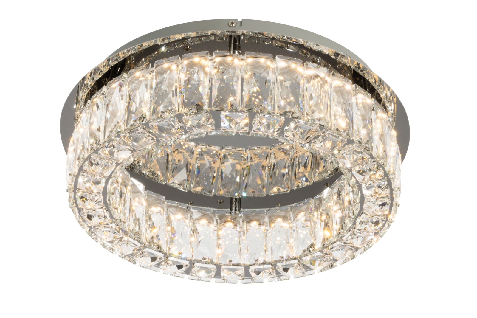 Novel LED-Deckenleuchte LED-Deckenleuchte mit funkelnden Kristallen, seitliche Perspektive