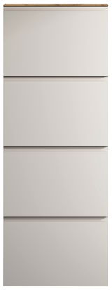 Moderner Hängeschuhschrank mit vier Schubladen in minimalistischer Frontansicht