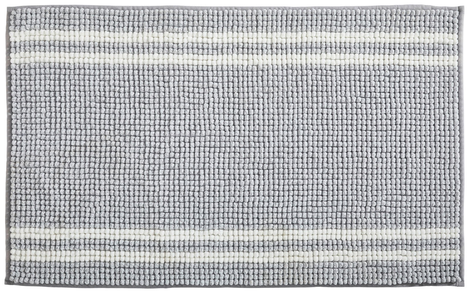Graue Badematte mit weißen Streifen, Draufsicht