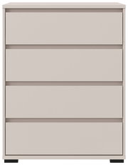 Hochkommode mit vier Schubladen in heller Farbe, frontale Ansicht