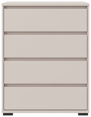 Hochkommode mit vier Schubladen in heller Farbe, frontale Ansicht