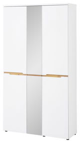 Moderner XL-Garderobenschrank in Weiß mit Spiegel, Frontalansicht