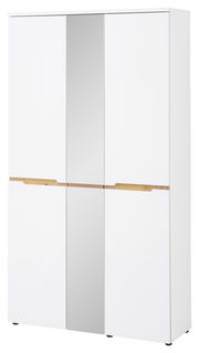 Moderner XL-Garderobenschrank in Weiß mit Spiegel, Frontalansicht