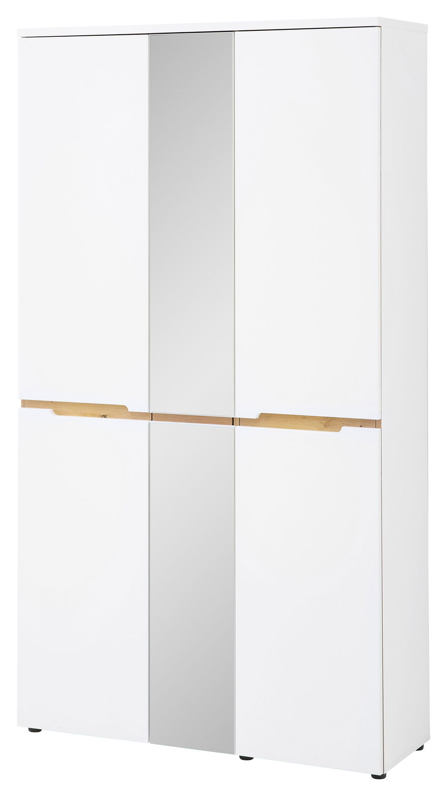 Moderner XL-Garderobenschrank in Weiß mit Spiegel, Frontalansicht