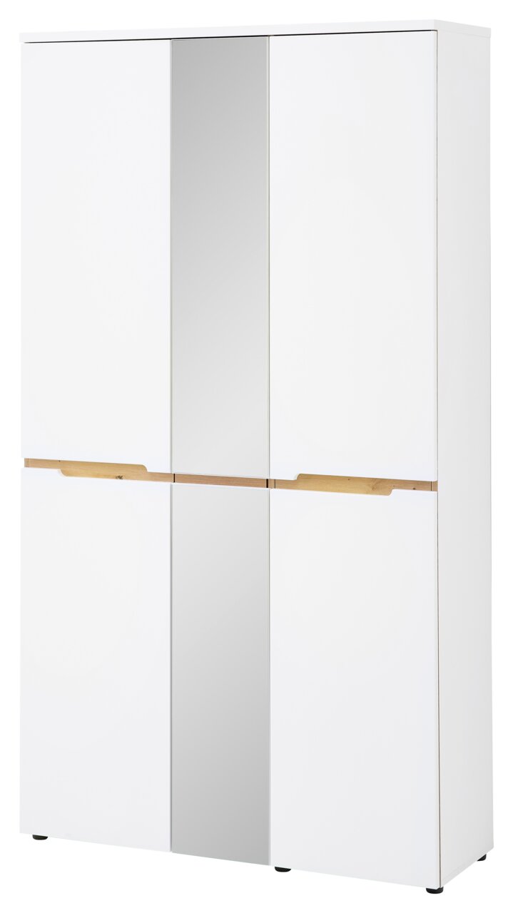 XORA XL-Garderobenschrank MEMPHIS Moderner XL-Garderobenschrank in Weiß mit Spiegel, Frontalansicht