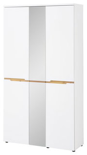 Moderner XL-Garderobenschrank in Weiß mit Spiegel, Frontalansicht