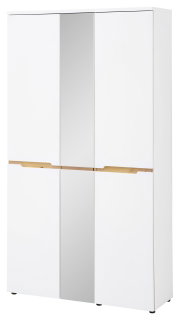 Moderner XL-Garderobenschrank in Weiß mit Spiegel, Frontalansicht