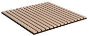 Akustikpaneel aus Holz mit parallelen Leisten, seitliche Perspektive