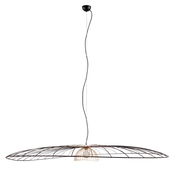 Moderne Hängeleuchte mit filigranem Drahtdesign, seitliche Perspektive