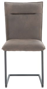 Freischwinger-Stuhl in grauem Stoff, Vorderansicht