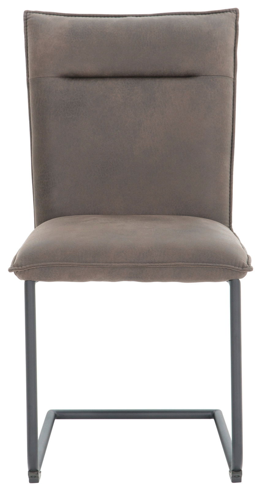 Freischwinger-Stuhl in grauem Stoff, Vorderansicht