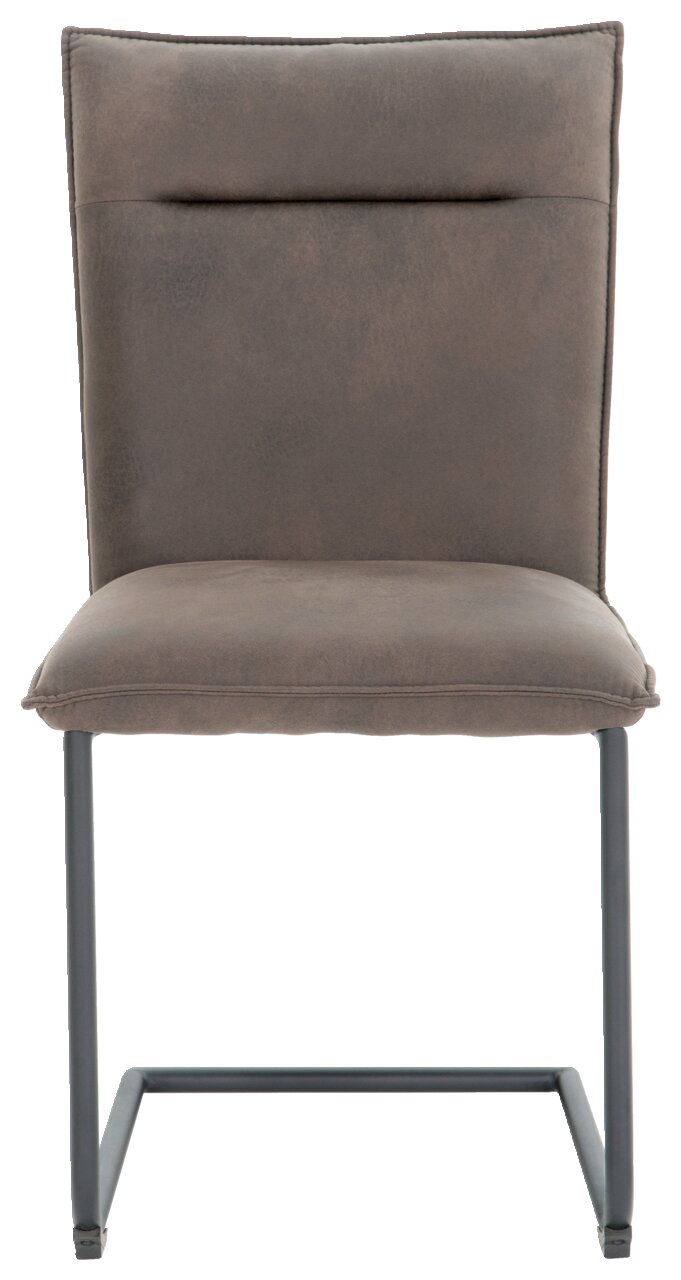 Freischwinger-Stuhl in grauem Stoff, Vorderansicht