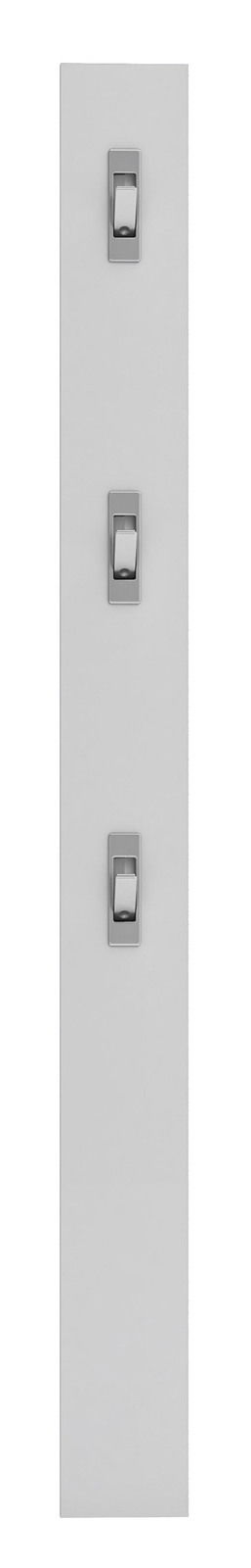Frontale Ansicht einer modernen Garderobenleiste mit drei Haken in minimalistischer Ausführung.