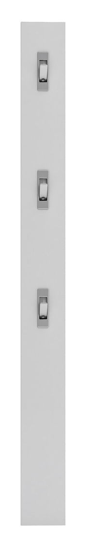 Frontale Ansicht einer modernen Garderobenleiste mit drei Haken in minimalistischer Ausführung.