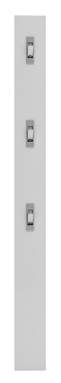 Frontale Ansicht einer modernen Garderobenleiste mit drei Haken in minimalistischer Ausführung.
