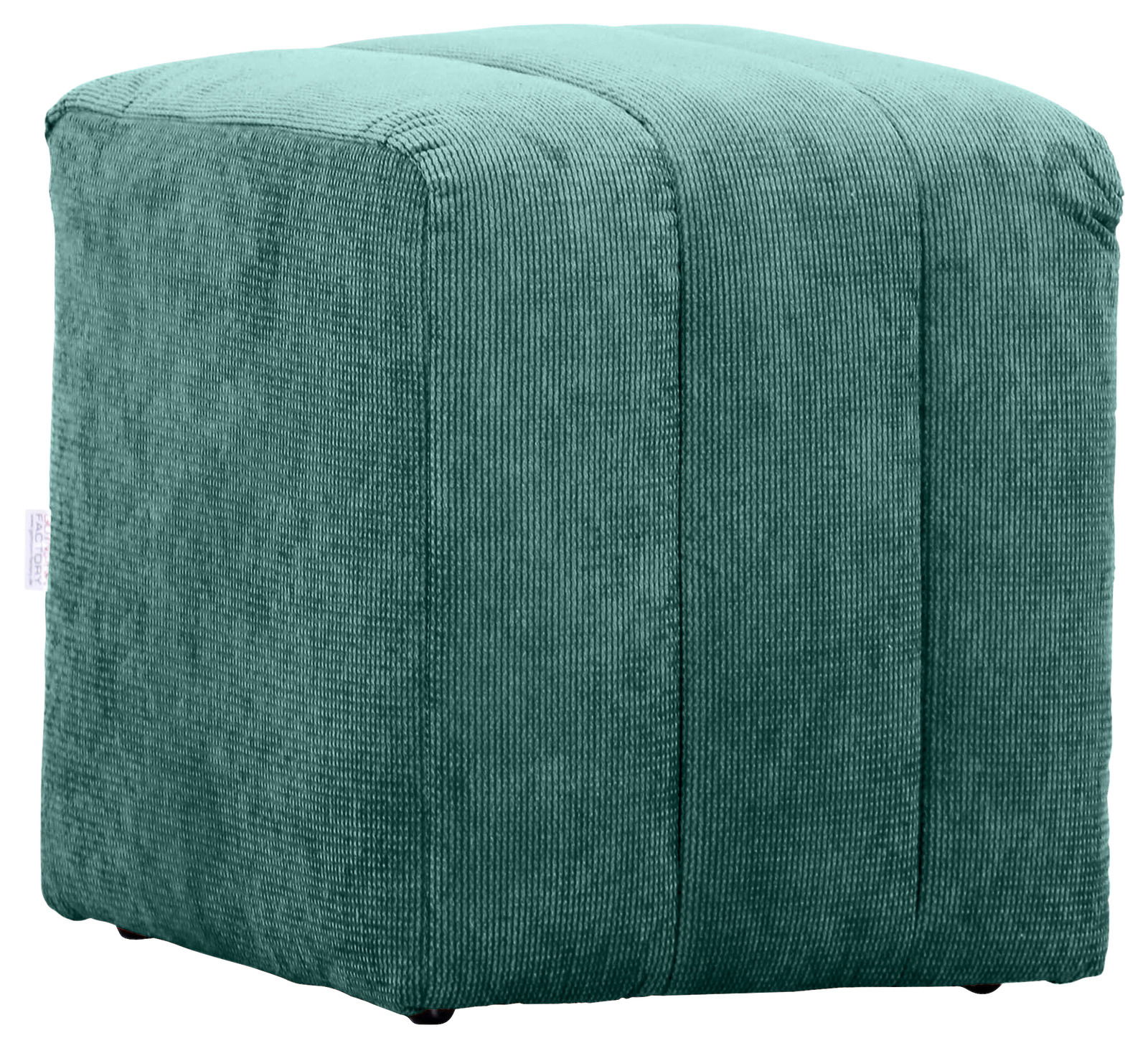 Novel Hocker LAILA Grüner Hocker aus Cordstoff, seitliche Perspektive