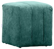 Grüner Hocker aus Cordstoff, seitliche Perspektive