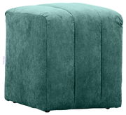 Grüner Hocker aus Cordstoff, seitliche Perspektive