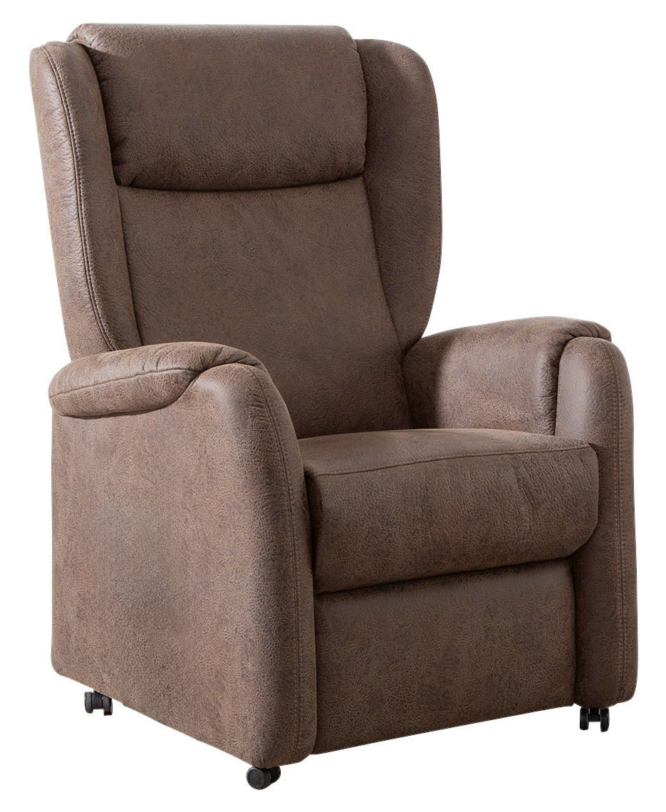 Brauner Fernsehsessel aus Lederoptik, Vorderansicht