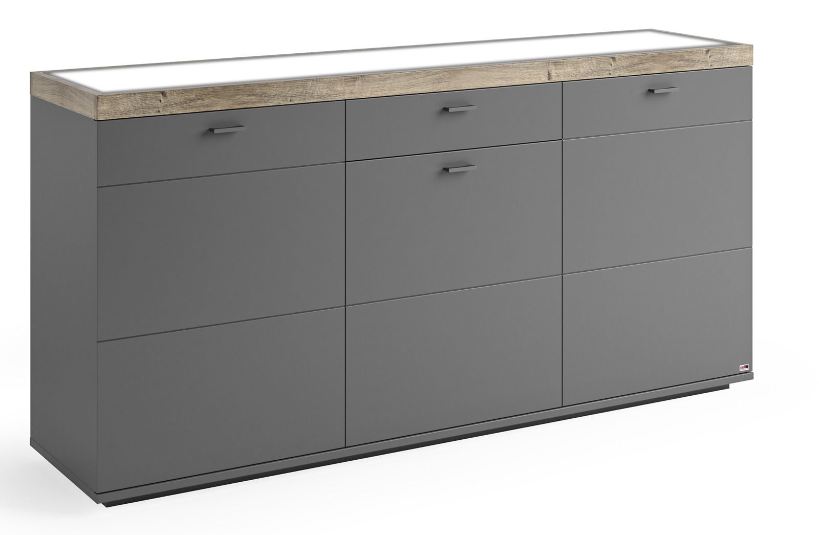 Set one by Musterring Sideboard SET ONE LANCASTER Graues Sideboard mit Holzoberfläche, Frontansicht