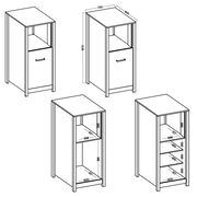 Herd-Umbauschrank in perspektivischer Ansicht mit mehreren Regalfächern und einer Schublade, Maße: 702x800x870 mm