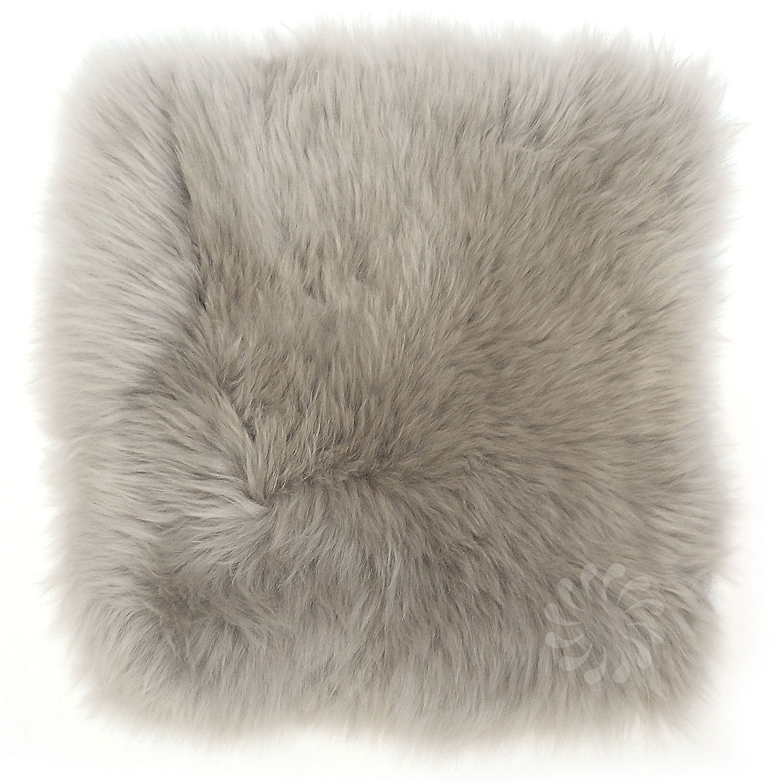 Graue Lammfell Sitzauflage 35x35cm, Draufsicht